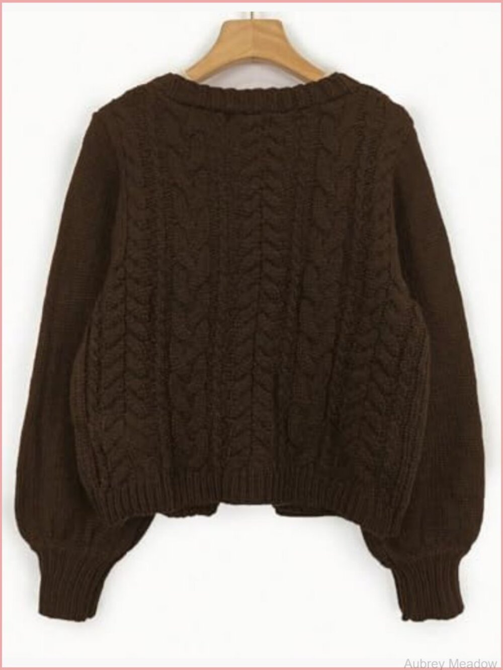 V Neck Cable Knit Cropped Cardigan Sweaters Cute Bow Tops - Picture 2 of 5